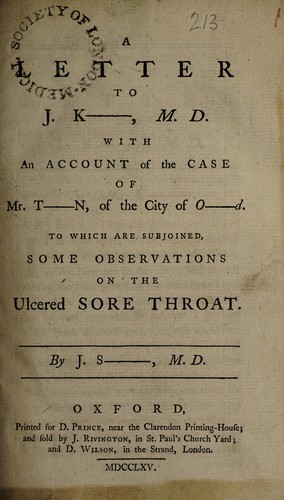 A letter to J. K-, M.D. [i.e. John Kelly] with an account of the case of Mr. T-n, of the city of O-d
