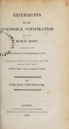 Experiments on the insensible perspiration of the human body, shewing its affinity to respiration