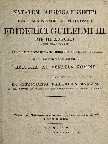 Natalem ... Friderici Guilielmi III ... celebrandum ...