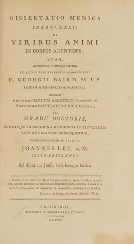 Dissertatio medica inauguralis de viribus animi in corpus agentibus