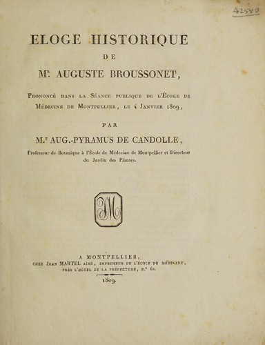 ©loge historique de M. Auguste Broussonet