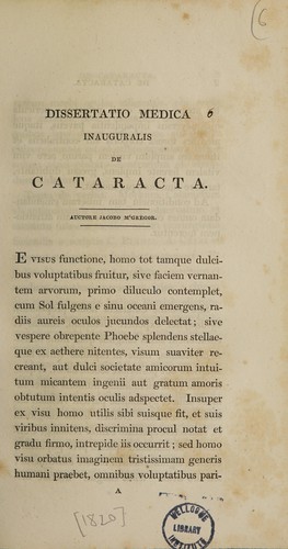 Dissertatio medica inauguralis de cataracta