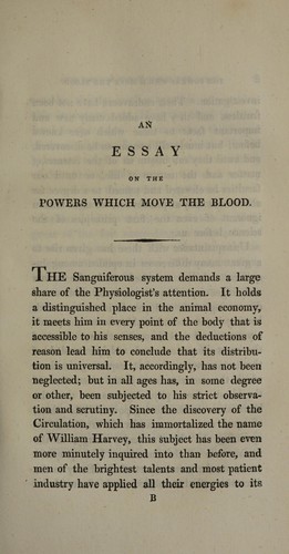 A probationary essay on the powers which move the blood
