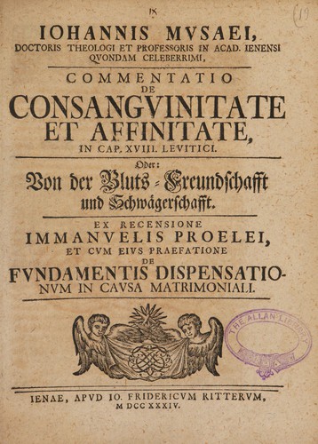 Commentatio de consanguinitate et affinitate, in cap. XVIII Levitici. Oder