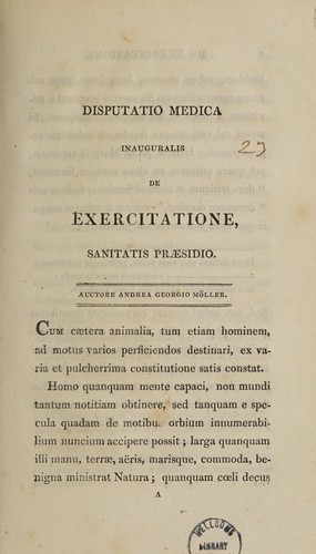 Disputatio inauguralis de exercitatione, sanitatis praesidio