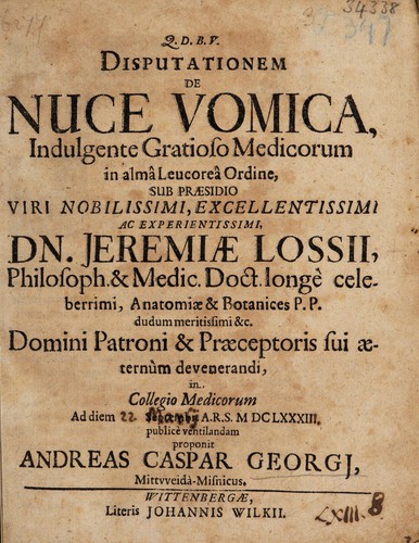 Disputationem de nuce vomica