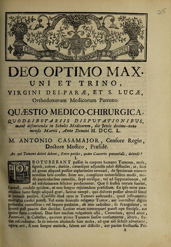 Quaestio medico-chirurgica, an qui tumores deleri debent, ferro potius, quam cauterio potentiali, delendi?