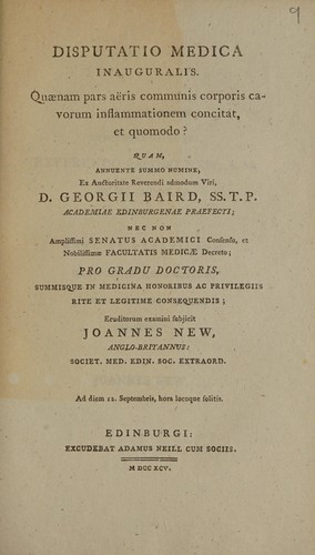 Disputatio medica inauguralis. Quaenam pars a©±ris communis corporis cavorum inflammationem concitat, et quomodo? ...
