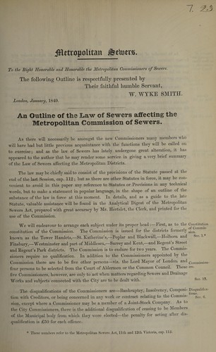 An outline of the law of sewers affecting the Metropolitan Commission of Sewers