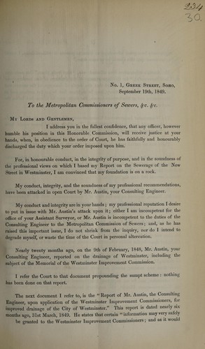 No.1, Greek Street, Soho, September 19th, 1849