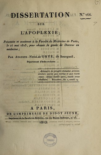 Dissertation sur l'apoplexie