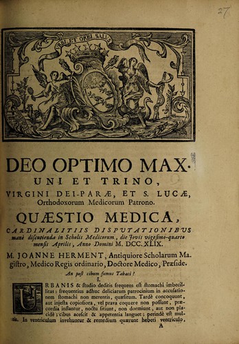 Quaestio medica ... An post cibum fumus tabaci?