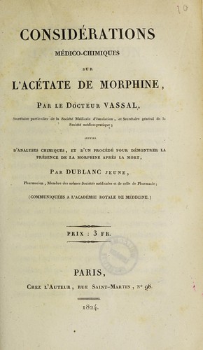 Considérations médico-chimiques sur l'acétate de morphine