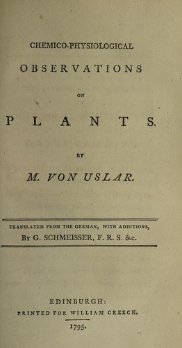 Chemico-physiological observations on plants