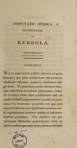Dissertatio medica inauguralis de rubeola