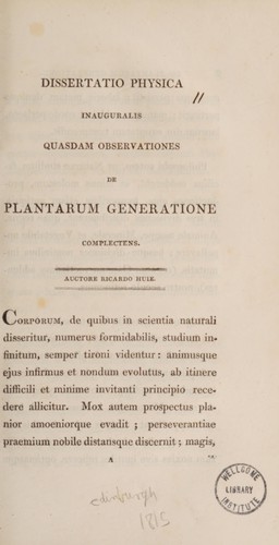 Dissertatio physica inauguralis quasdam observationes de plantarum generatione complectens