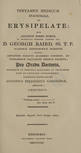 Tentamen medica inauguralis de erysipelate