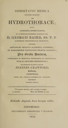 Dissertatio medica inauguralis de hydrothorace