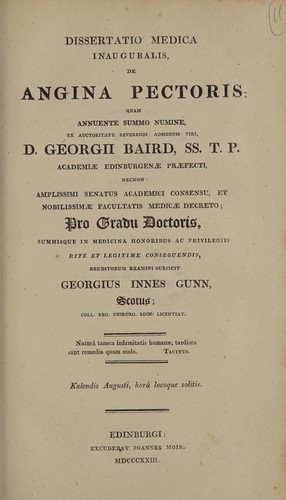 Dissertatio medica inauguralis de angina pectoris