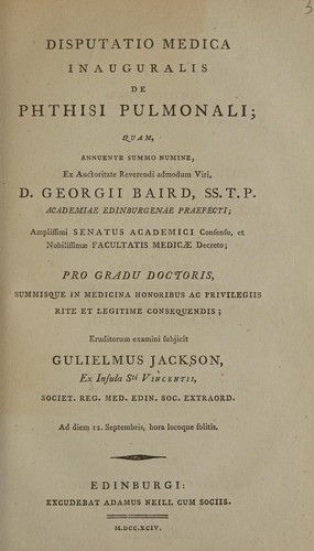 Disputatio medica inauguralis, de phthisi pulmonali ...