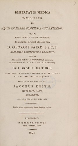 Dissertatio medica inauguralis, de aquae in febre continua usu externo