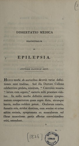 Dissertatio medica inauguralis, de epilepsia