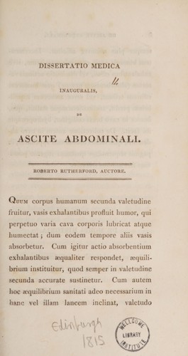 Dissertatio medica inauguralis de ascite abdominali