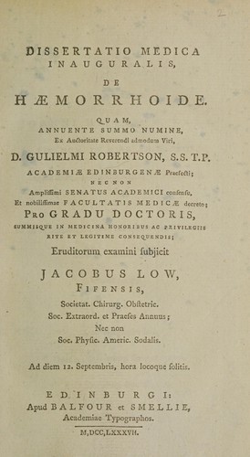 Dissertatio medica inauguralis, de haemorrhoide