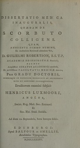 Dissertatio medica inauguralis, quaedam de scorbuto colligens ...