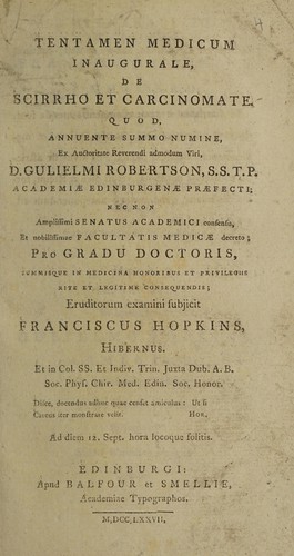 Tentamen medicum inaugurale, de scirrho et carcinomate ...