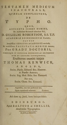 Tentamen medicum inaugurale, quaedam complectens, de typho ...