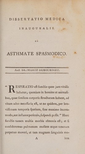Dissertatio medica, inauguralis, de asthmate spasmodico ...