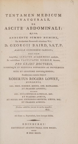 Tentamen medicum inaugurale, de ascite abdominali ...