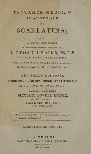 Tentamen medicum inaugurale de scarlatina ...