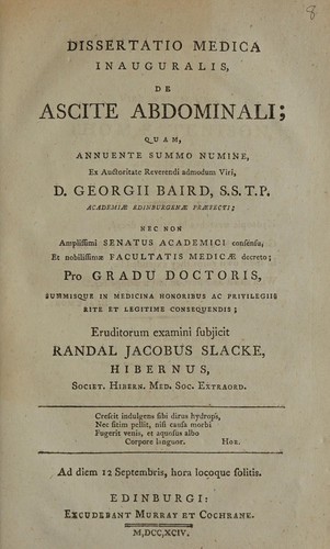 Dissertatio medica inauguralis, de ascite abdominali ...