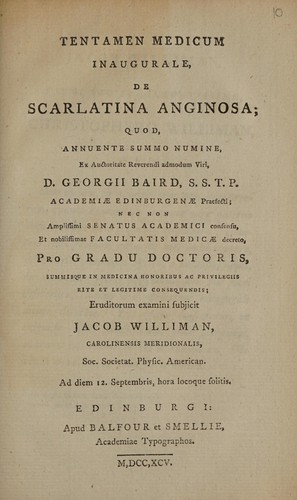 Tentamen medicum inaugurale, de scarlatina anginosa ...