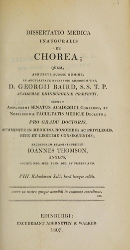 Dissertatio medica inauguralis de chorea ...
