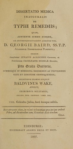 Dissertatio medica inauguralis de typhi remediis ...