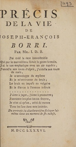 Précis de la vie de Joseph François Borri