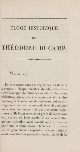 Eloge historique de Théodore Ducamp