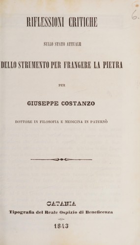 Riflessioni critiche sullo stato attuale dello strumento per frangere la pietra