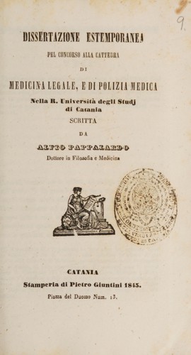 Dissertazione estemporanea pel concorso alla cattedra di medicina legale, e di polizia medica ...