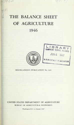 The Balance sheet of agriculture, 1946