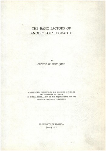 The basic factors of anodic polarography
