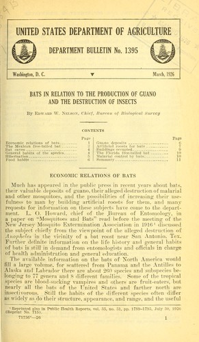Bats in relation to the production of guano and the destruction of insects