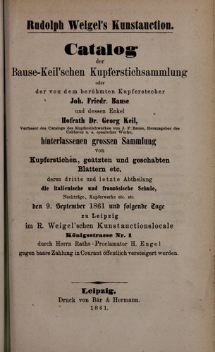Bause- Keil'schen Kupferstichsammlung, dritte Abtheilung
