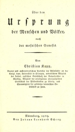 Über den Ursprung der Menschen und Völker