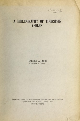 A bibliography of Thorstein Veblen