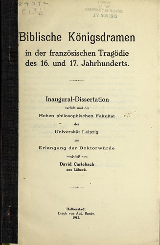 Biblische Königsdramen in der französischen Tragödie des 16. und 17. Jahrhunderts ...