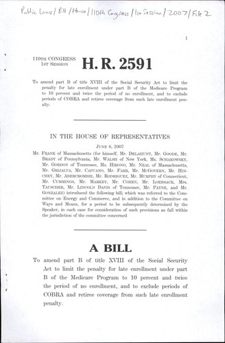 A bill to amend part B of title XVIII of the Social Security Act to limit the penalty for late enrollment under part B of the Medicare program to 10 percent and twice the period of no enrollment, and to exclude periods of COBRA and retiree coverage from such late enrollment penalty